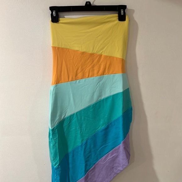 Susana Monaco color block tube asymmetrical dress - Picture 3 of 9